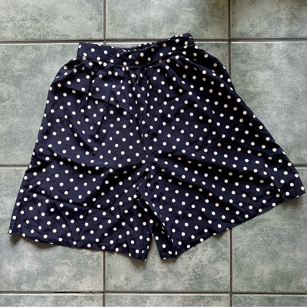 VTG 80s Retro Navy Blue Pinup Girl Polka Dot High Rise Shorts